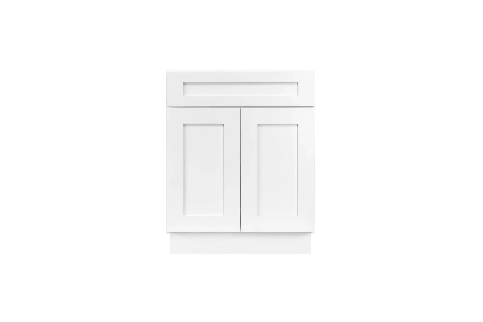 Assembled White Shaker base cabinet front view - RTA Cabinets Canada