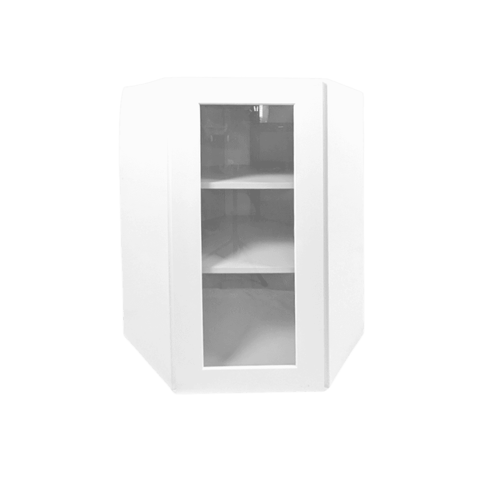 White Shaker Wall Diagonal Cabinet Glass - 24" - White Shaker RTA cabinet (SKU WDCG2463612)